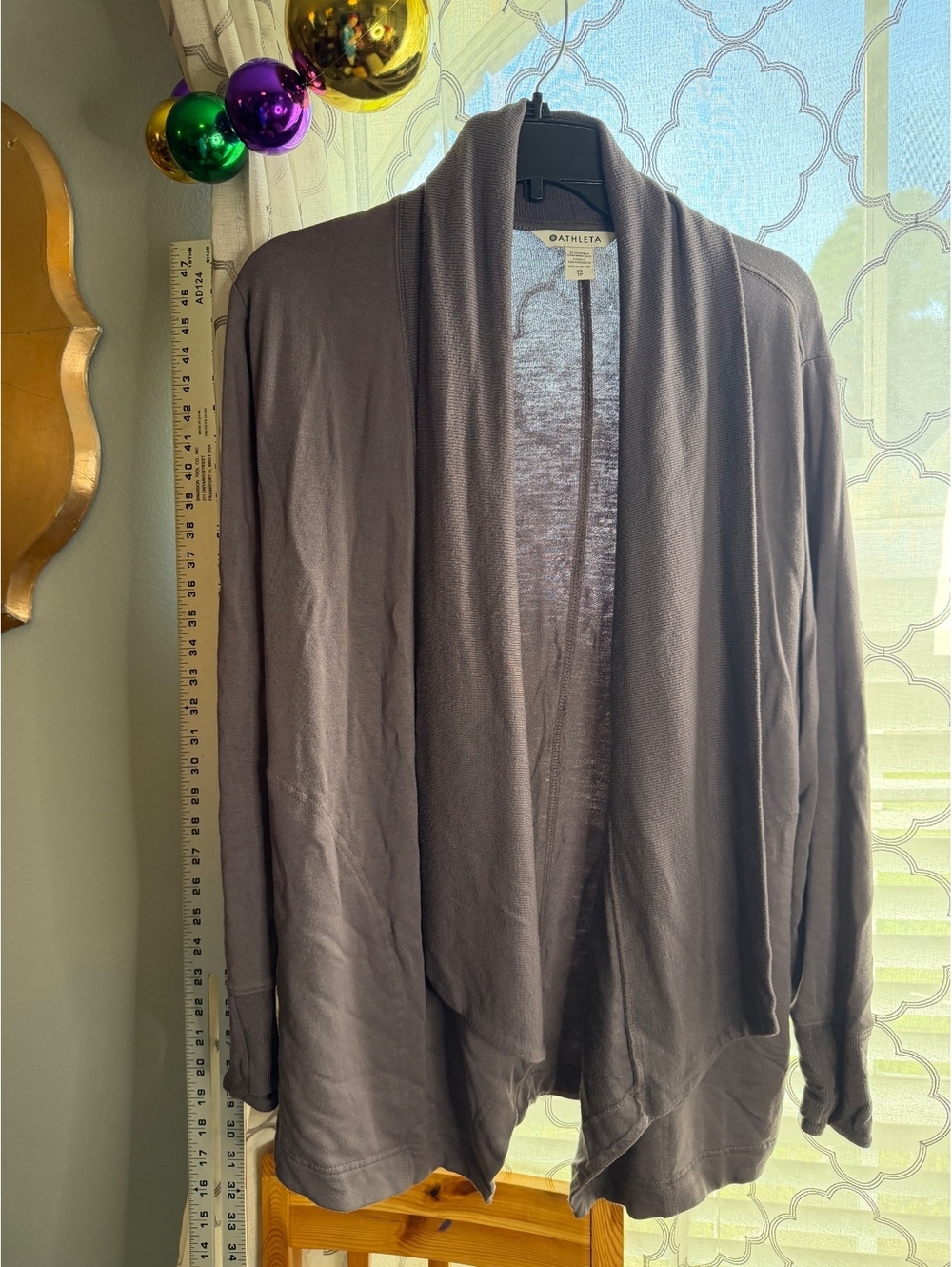 Athleta Gray Draped Open Front Cardigan Sweater Soft Knit Womens XS Extra Small
